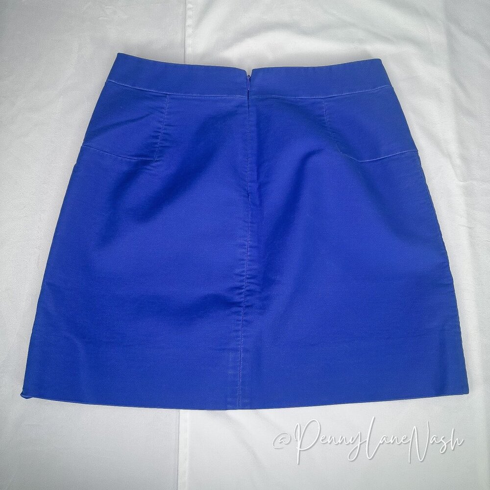 J.Crew Double Serge Cotton A Line Mini Skirt Size 4 Brilliant Blue - Picture 5 of 10